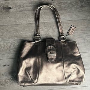 COACH SOHO EAST WEST Shoulder Bag Metallic Bronze Leather Tote K1193-F18751